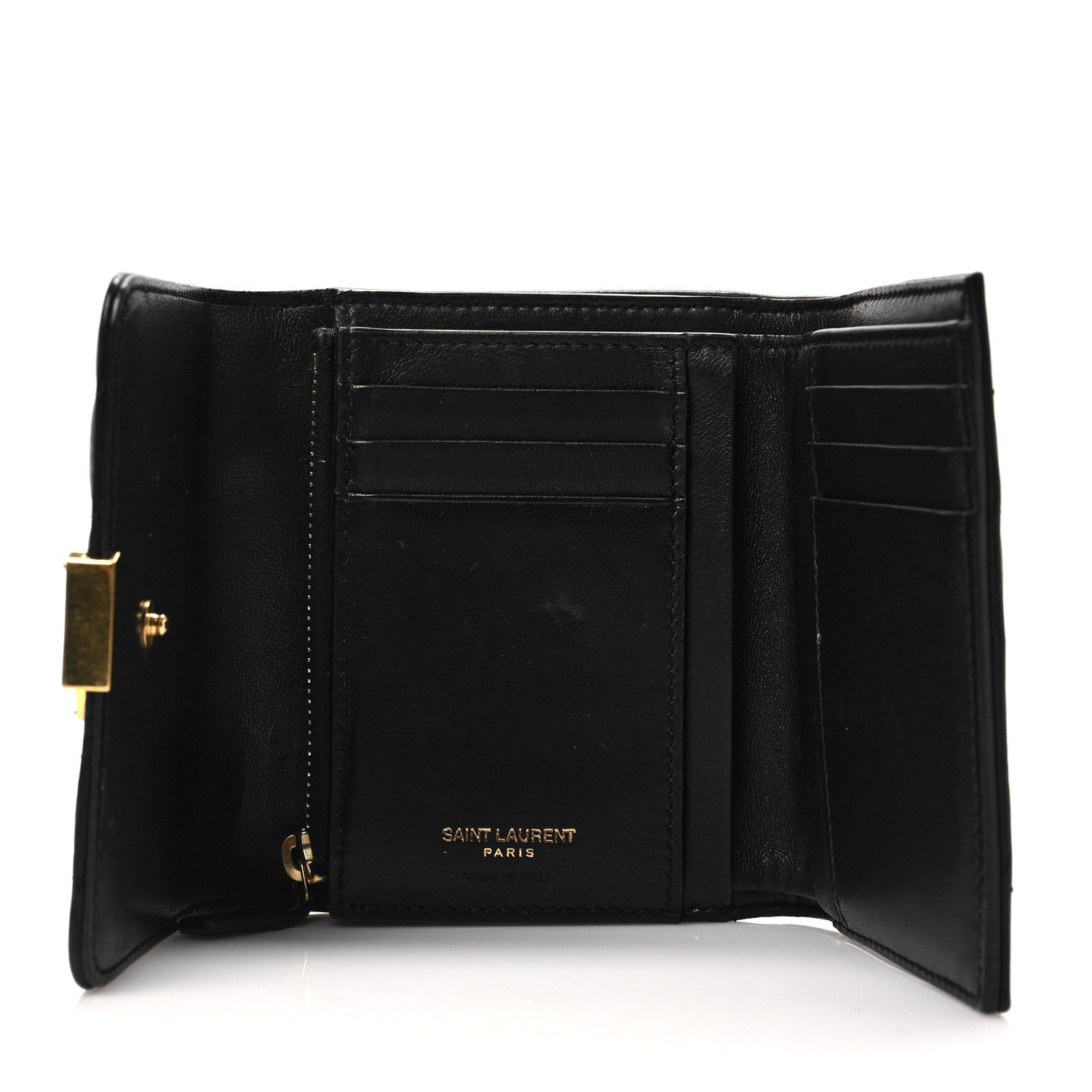 Saint Laurent Lambskin Matelasse Monogram Vicky Tri-Fold Wallet Black 5 of 8