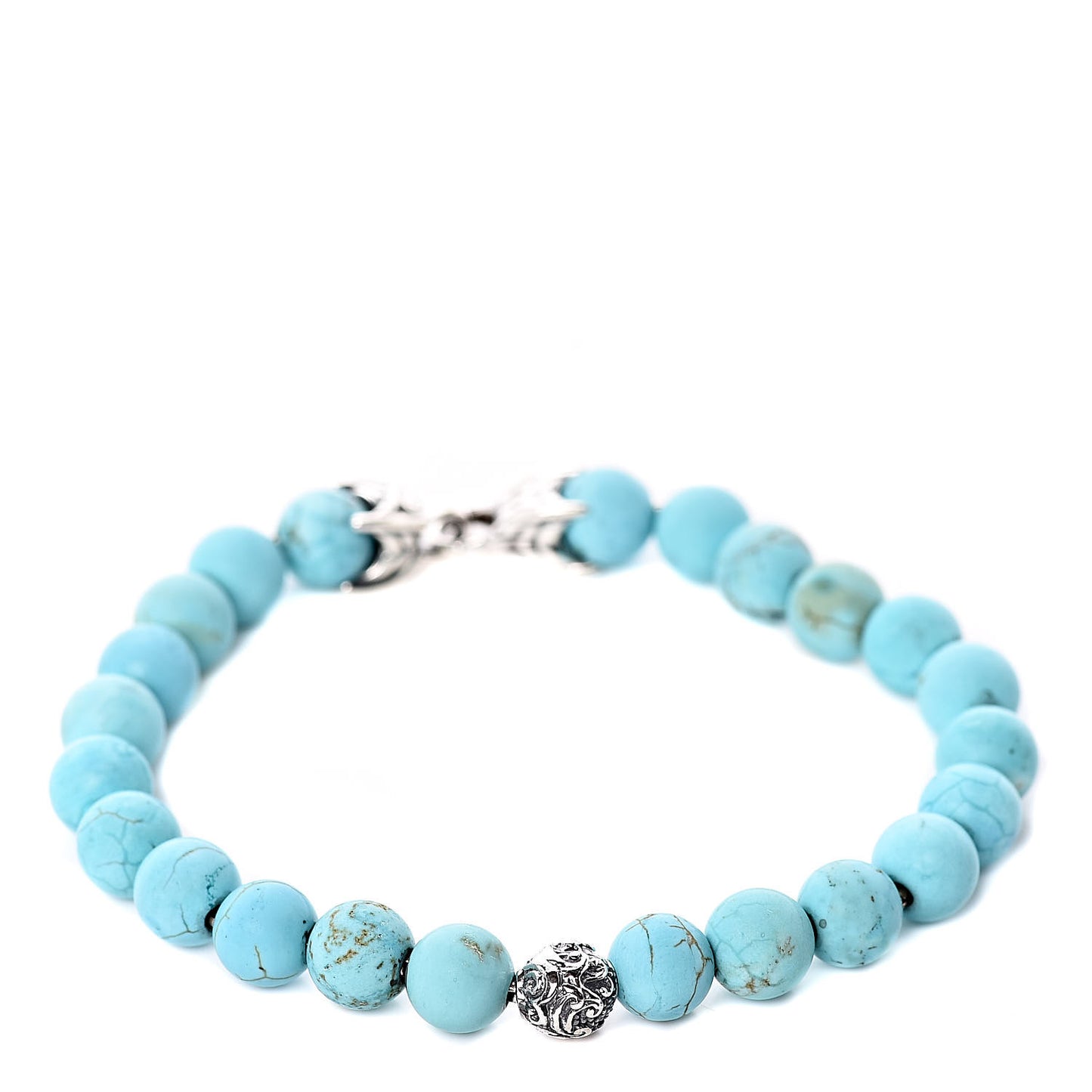 Sterling Silver Turquoise 8mm Spiritual Beads Wave Bracelet