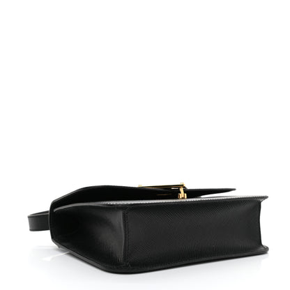 Prada Saffiano Cuir Triangle Embleme Flap Shoulder Bag Black 5 of 7