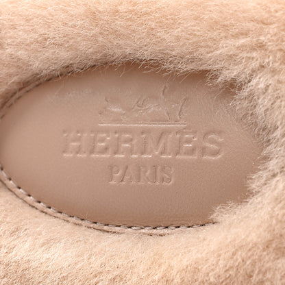 Hermes Woolskin Oran Sandals 37.5 Beige Argile 6 of 8