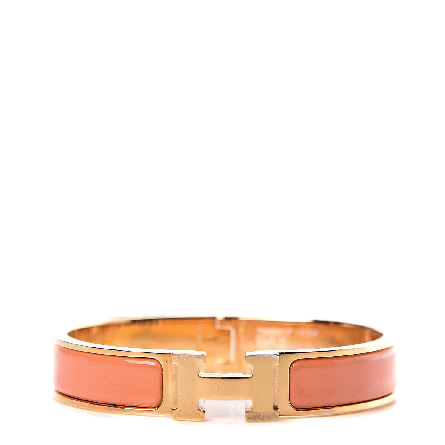 Hermes Enamel Narrow Clic Clac H Bracelet GM Peach Melba 1 of 5