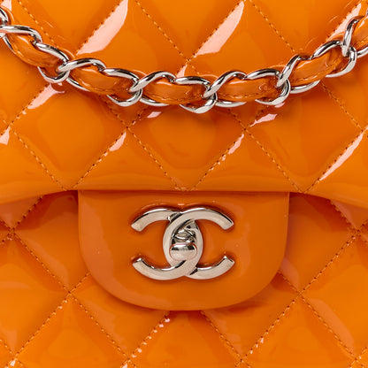 Chanel Patent Quilted Jumbo Double Flap Orange 9 of 11