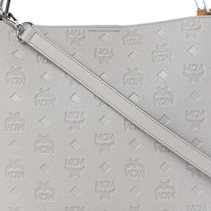 MCM Calfskin Ottomar Monogram Sarah Convertible Hobo Dove 6 of 9