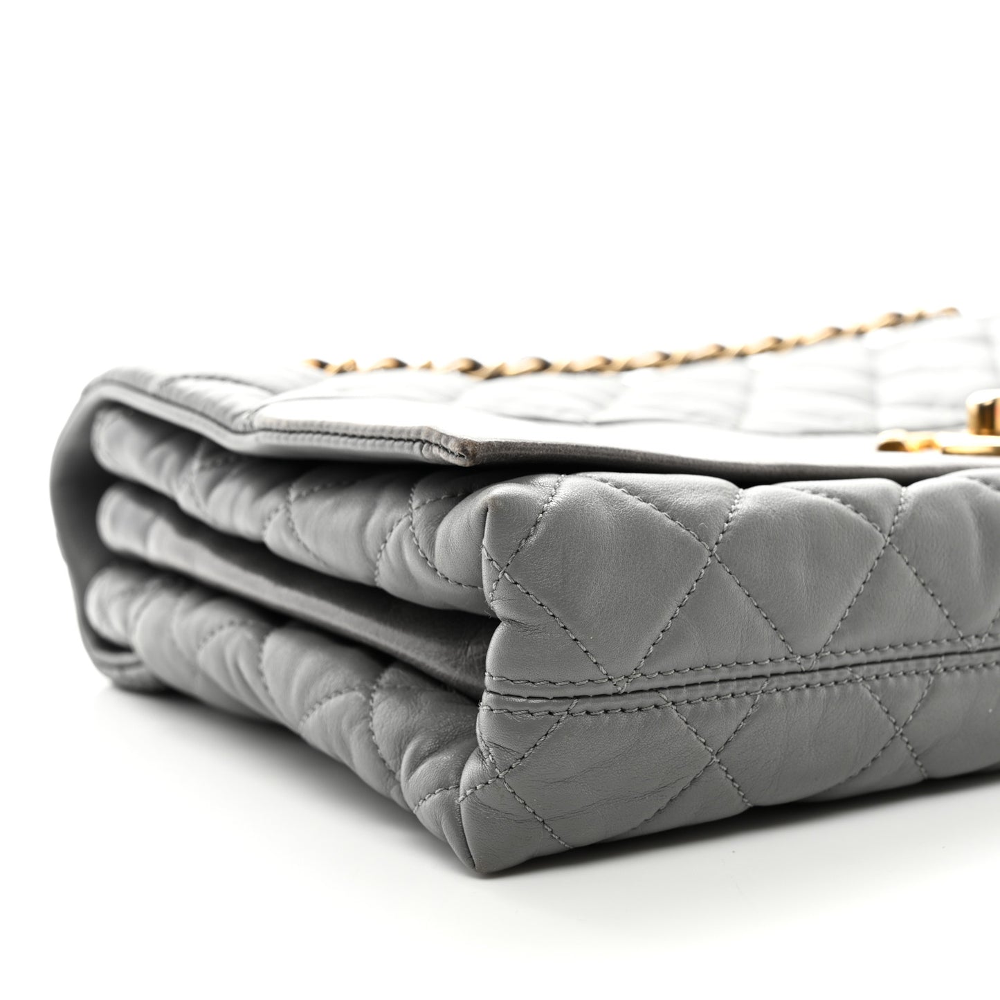 Calfskin Quilted Jumbo Soft Elegance Flap Grey