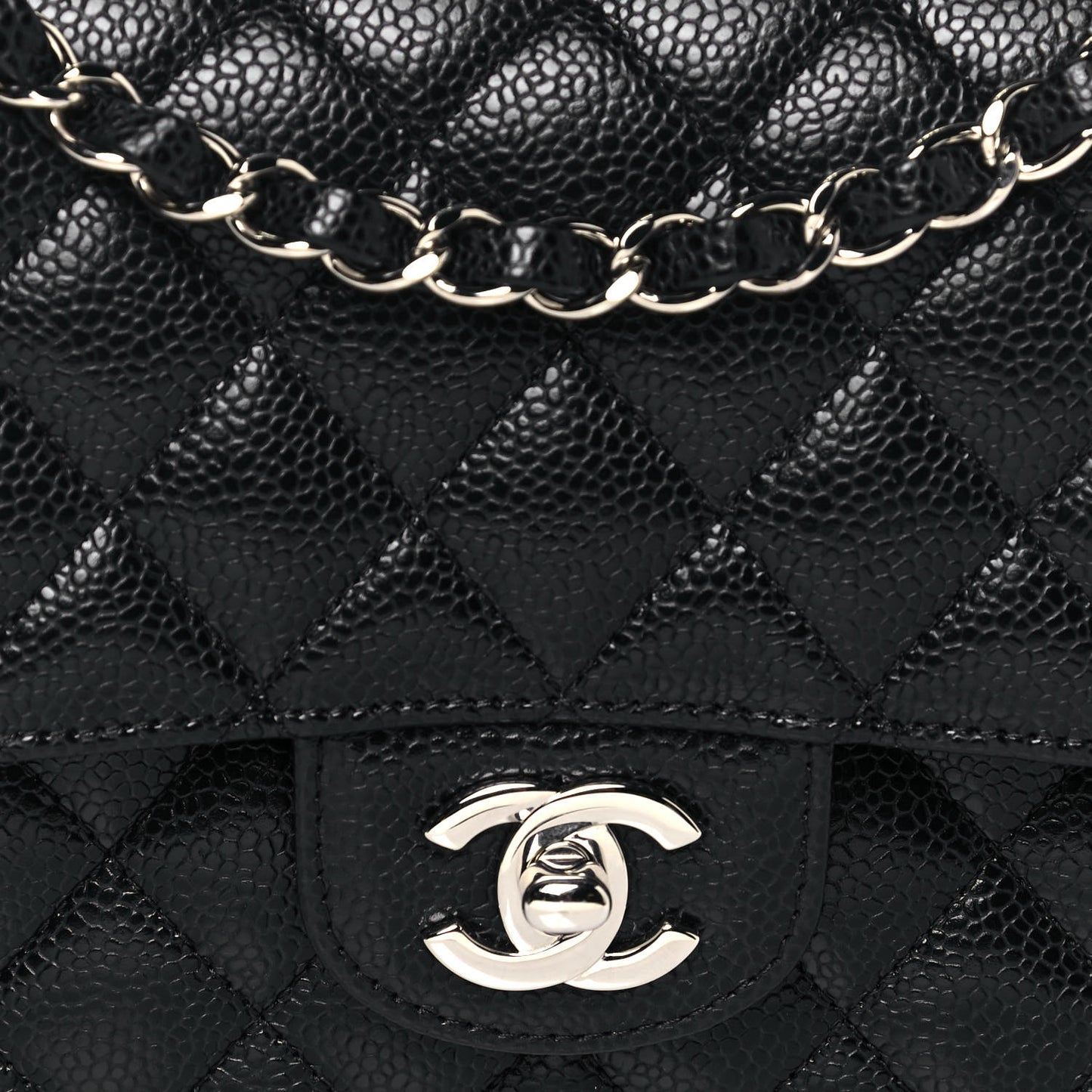 Caviar Quilted Medium Double Flap Black