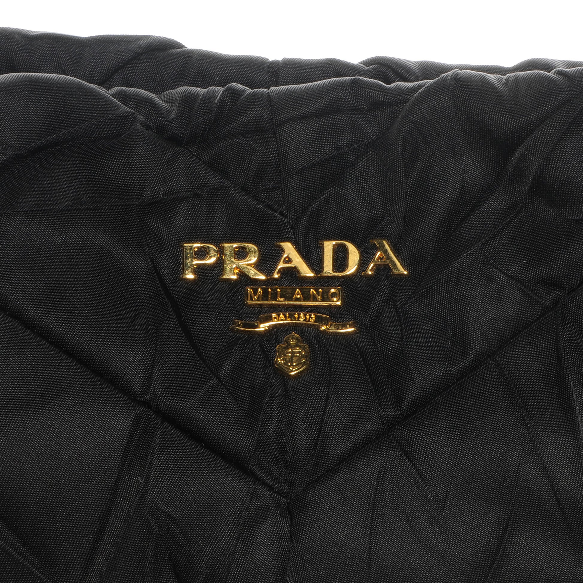 Prada Tessuto Nylon Chevron Shoulder Bag Nero Black 9 of 9