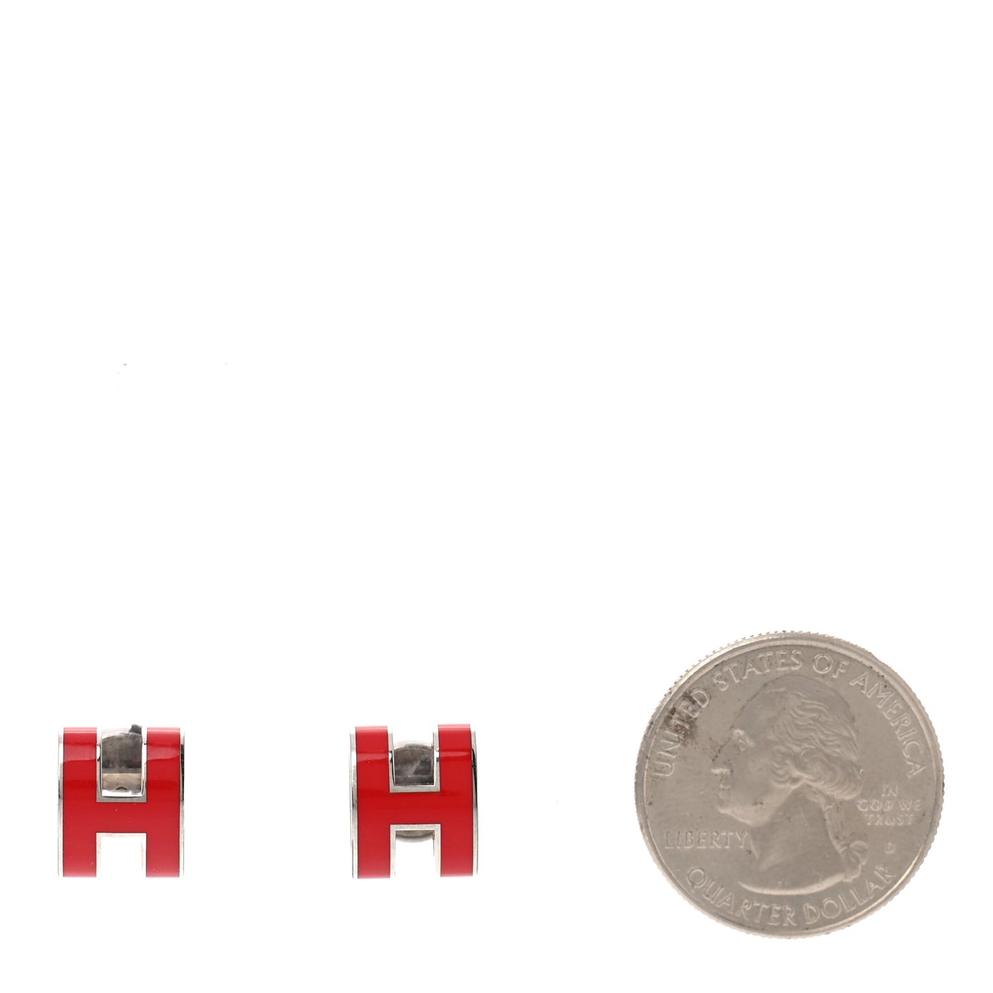 Palladium Lacquered Pop H Earrings Rouge Corail