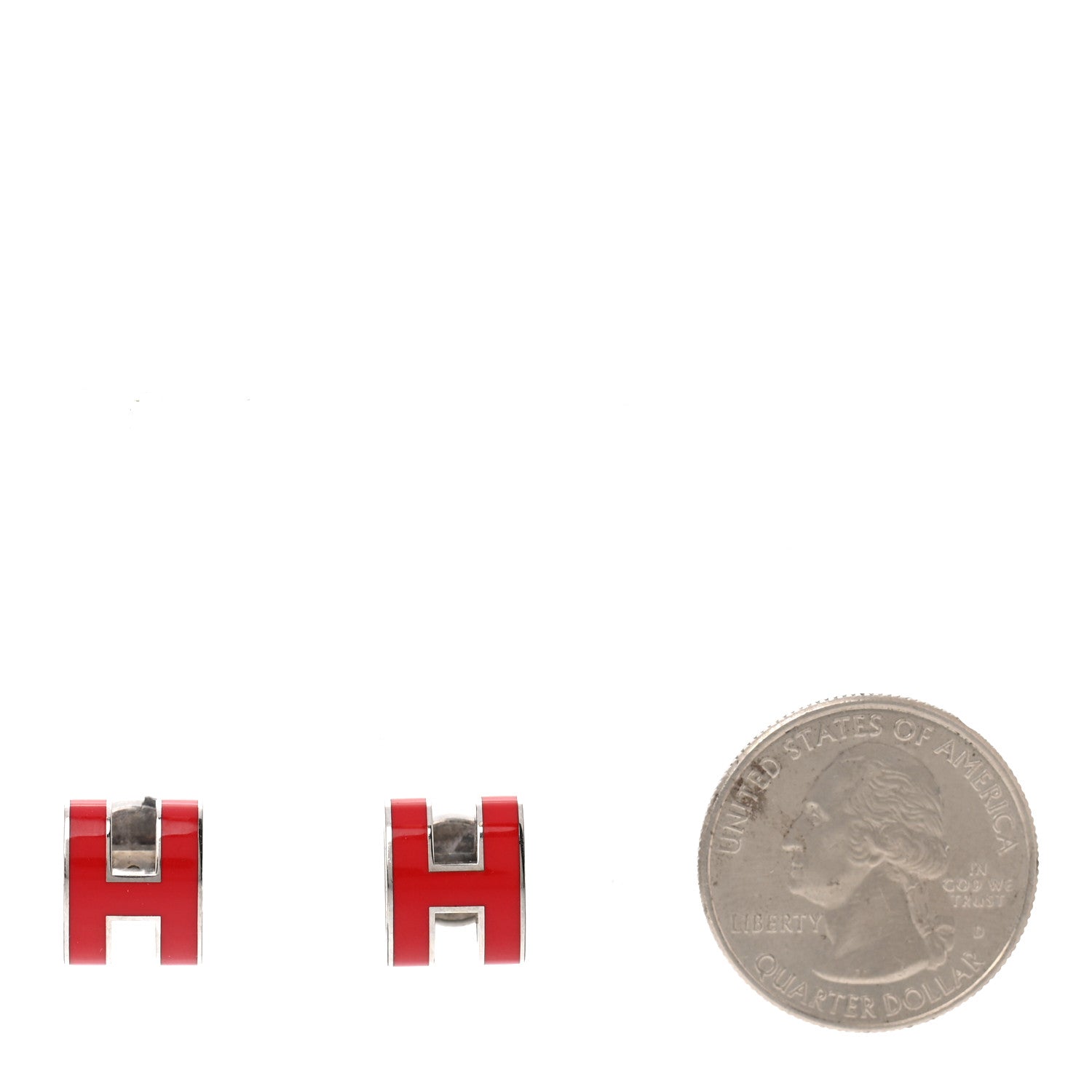 Hermes Palladium Lacquered Pop H Earrings Rouge Corail 2 of 4
