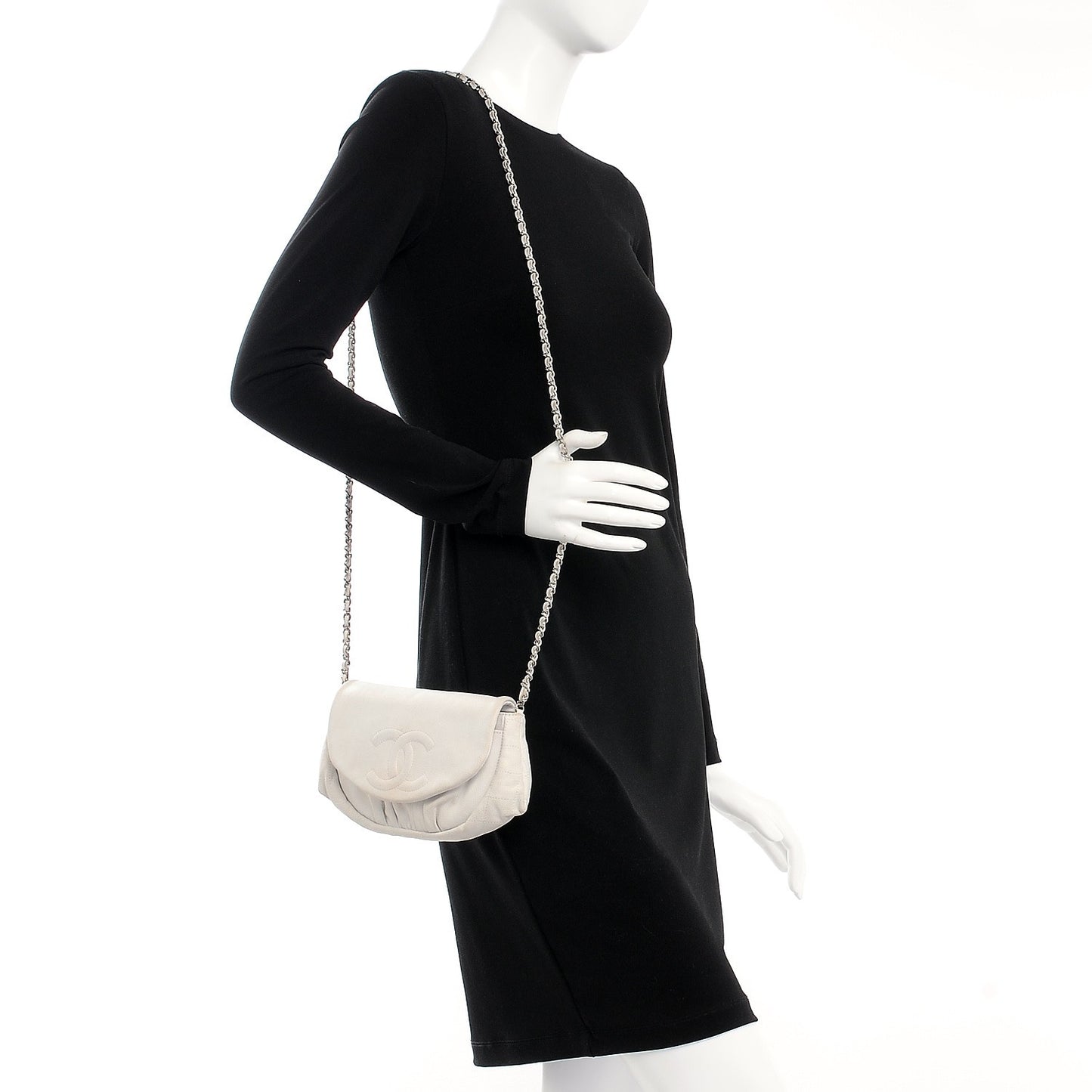 Caviar Half Moon Wallet On Chain WOC White
