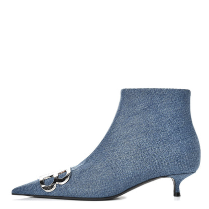 Balenciaga Denim BB Pointy Toe Ankle Booties 35.5 Light Bleu 1 of 9