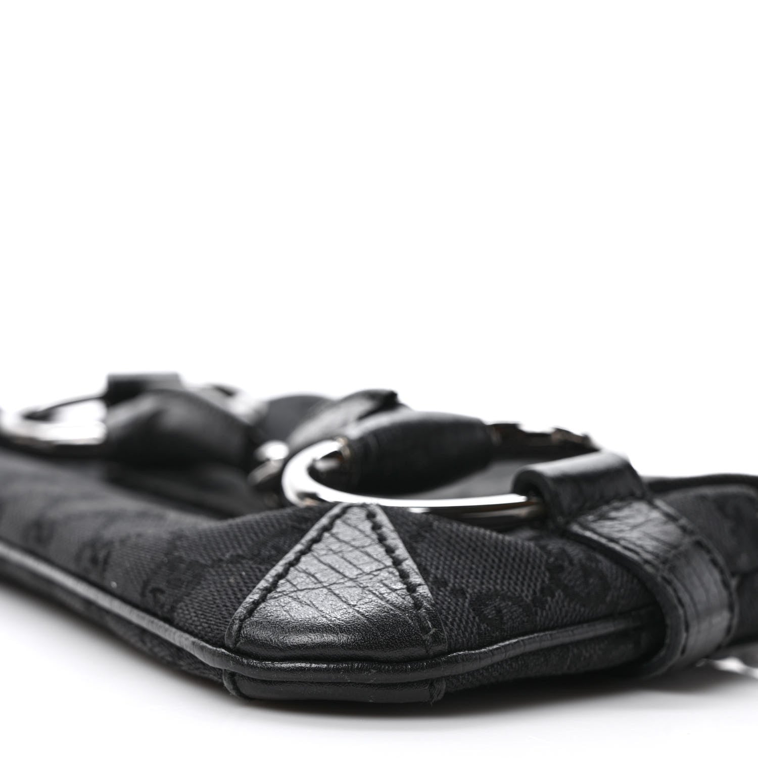 Gucci Monogram Horsebit Chain Clutch Black 9 of 10