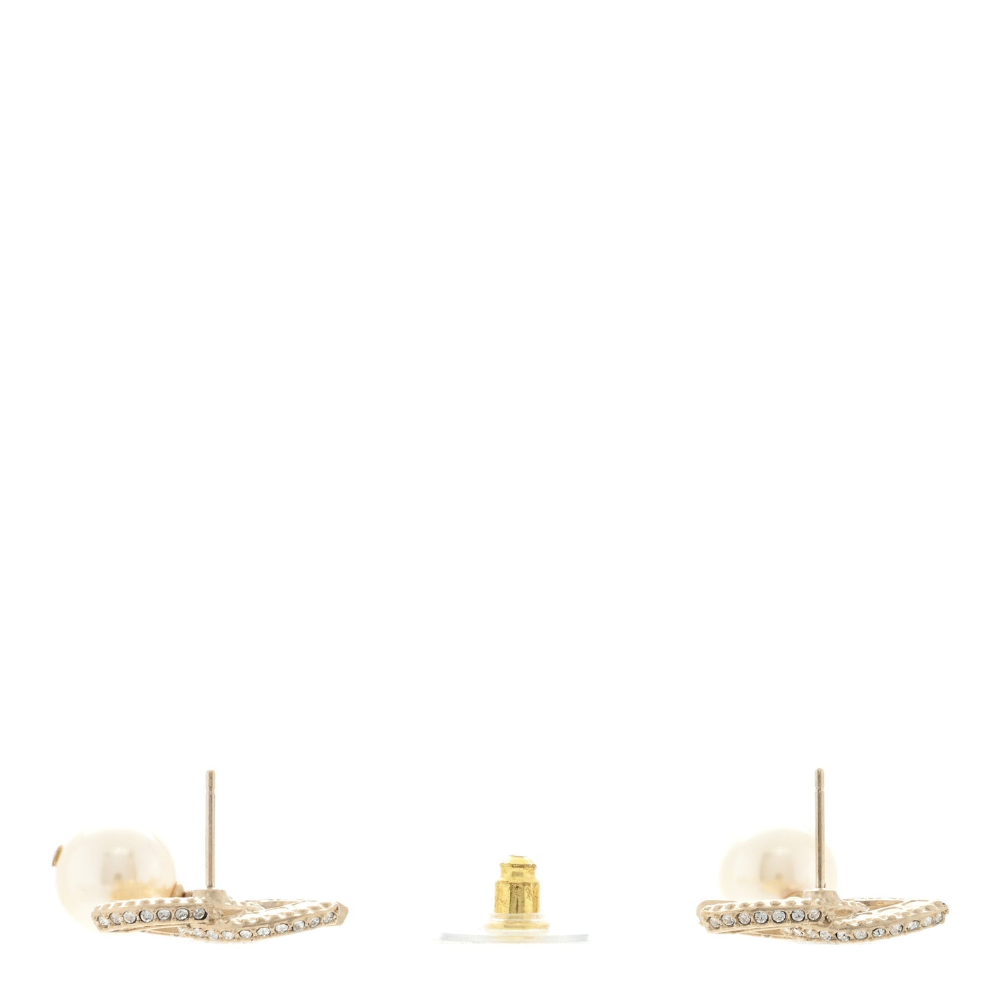 Crystal Pearl CC Drop Earrings Gold