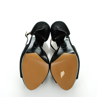 Hermes Goatskin Suede Fracas Sandal Pumps 38.5 Black 6 of 8