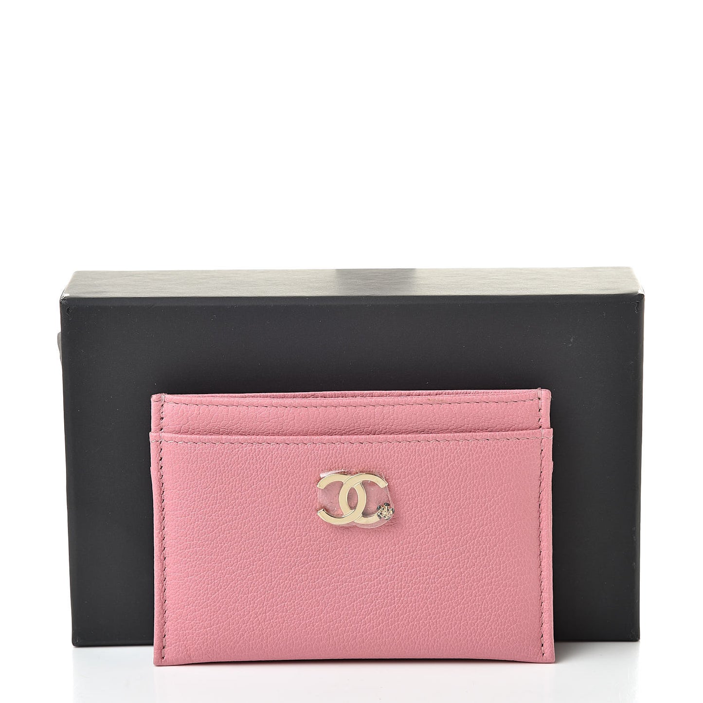 Goatskin CC Camellia Card Holder Pink