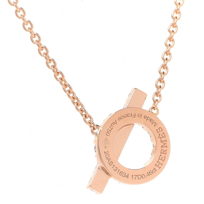 Hermes 18K Rose Gold Diamond Finesse Pendant Necklace 5 of 6