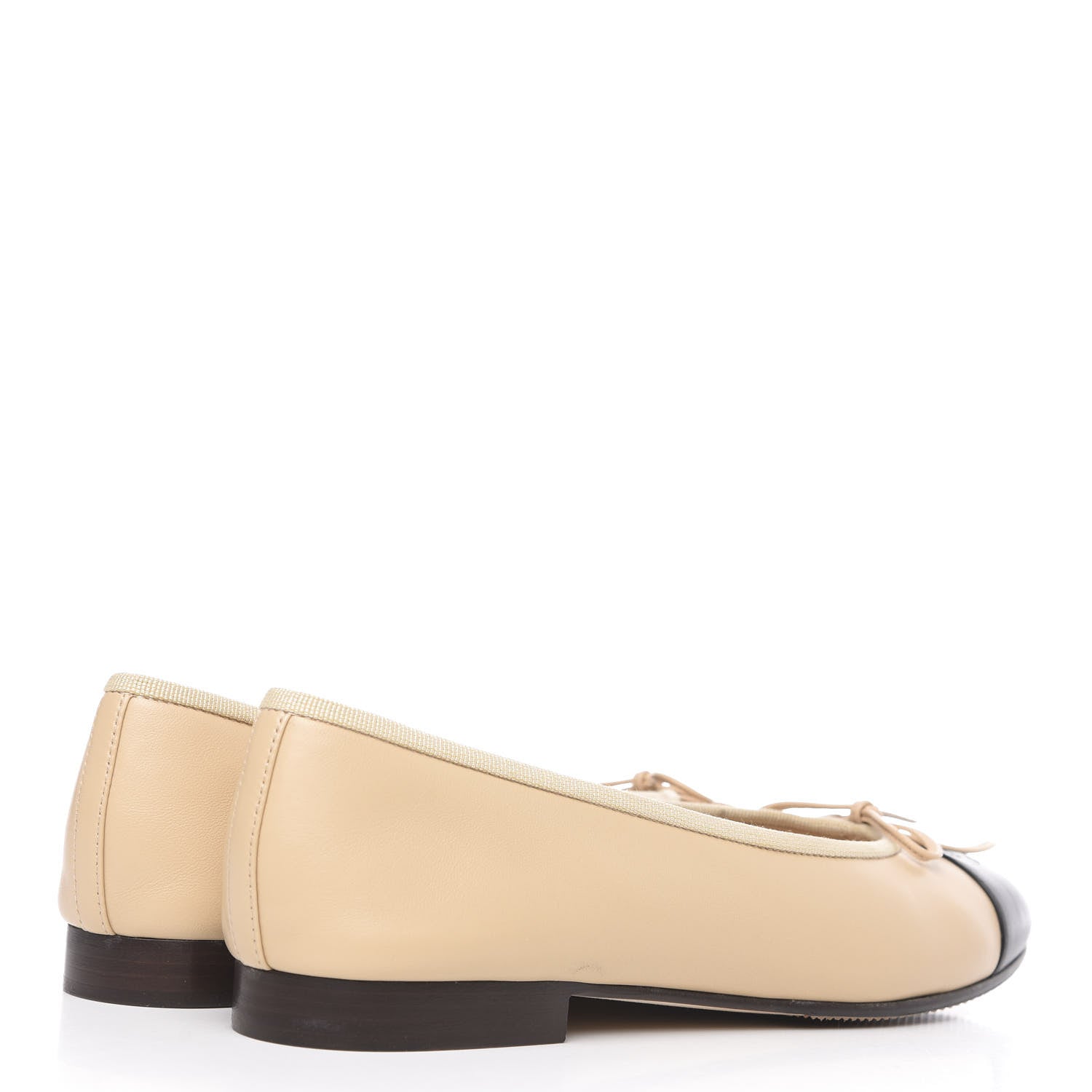 Chanel Lambskin Cap Toe CC Ballerina Flats 39 Beige Black 4 of 10
