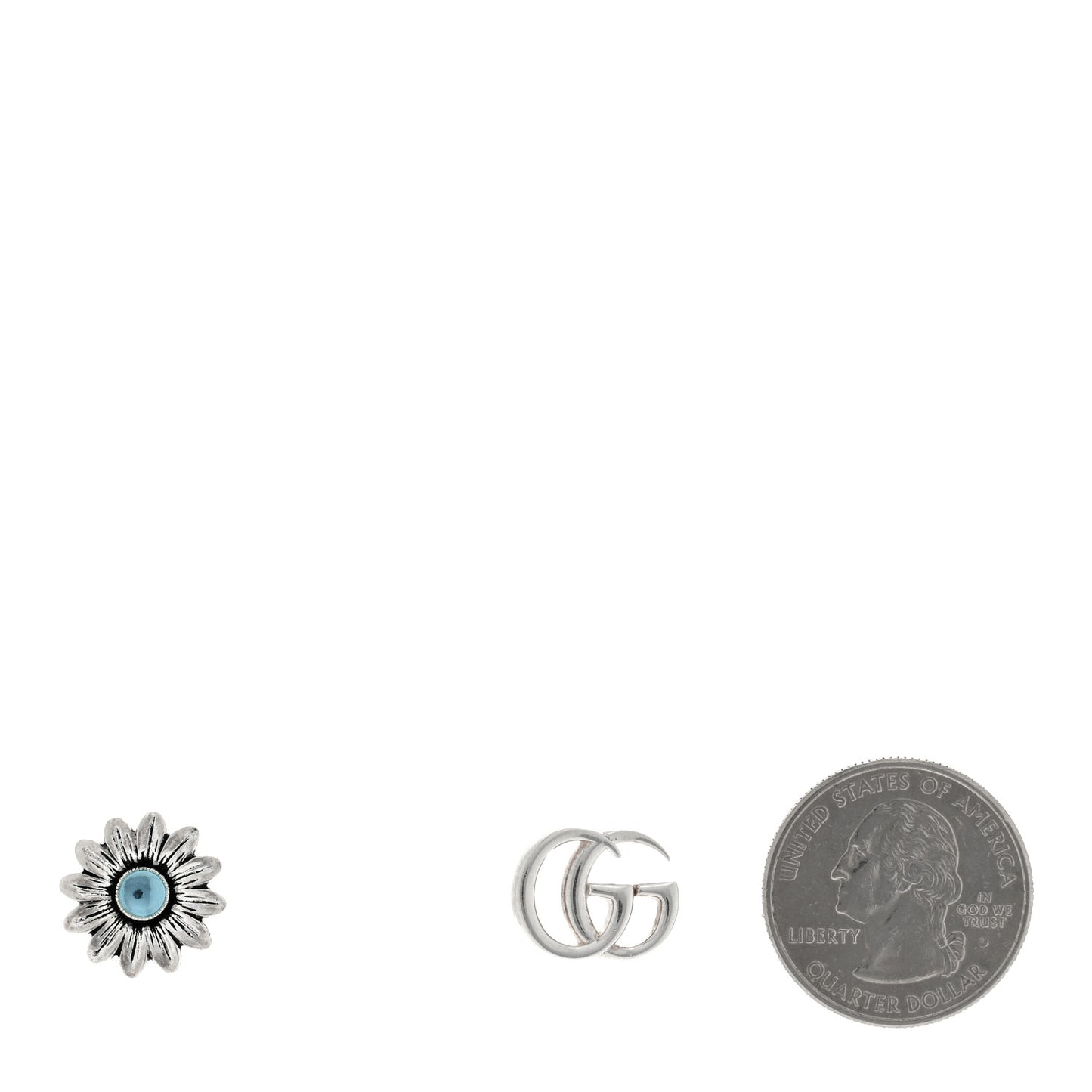 Sterling Silver Blue Topaz Flower Marmont Double G Earrings