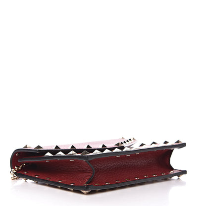 Valentino Garavani Pebbled Calfskin Rockstud Envelope Wallet on Chain Rubino 4 of 10