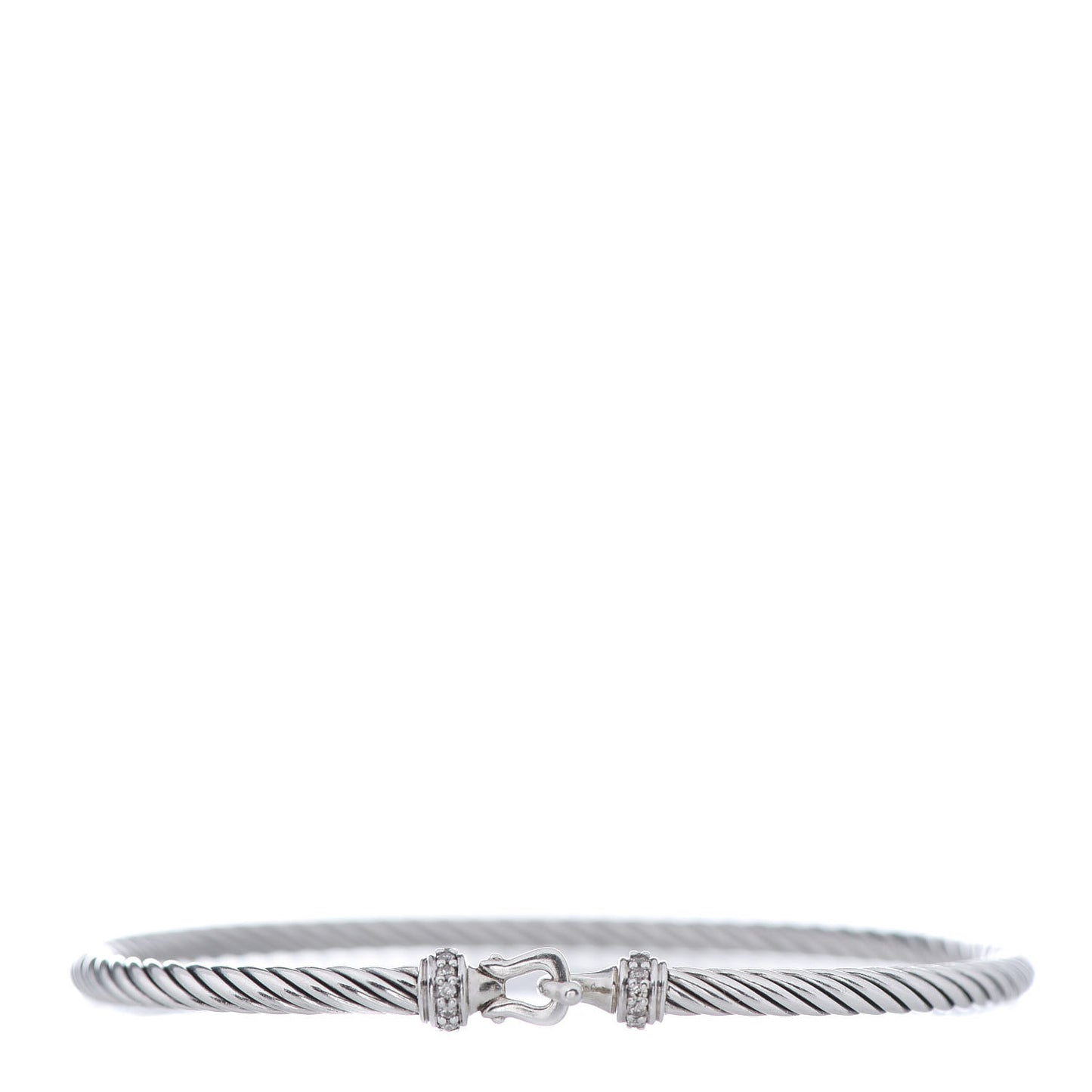 Sterling Silver Diamond 3mm Cable Buckle Bracelet