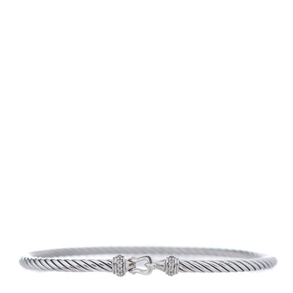 David Yurman Sterling Silver Diamond 3mm Cable Buckle Bracelet 1 of 4
