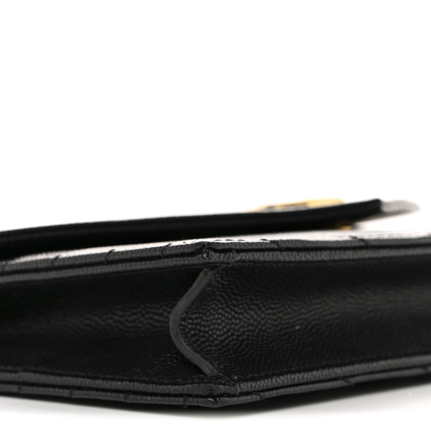 Grain De Poudre Matelasse Chevron Monogram Envelope Chain Wallet Black