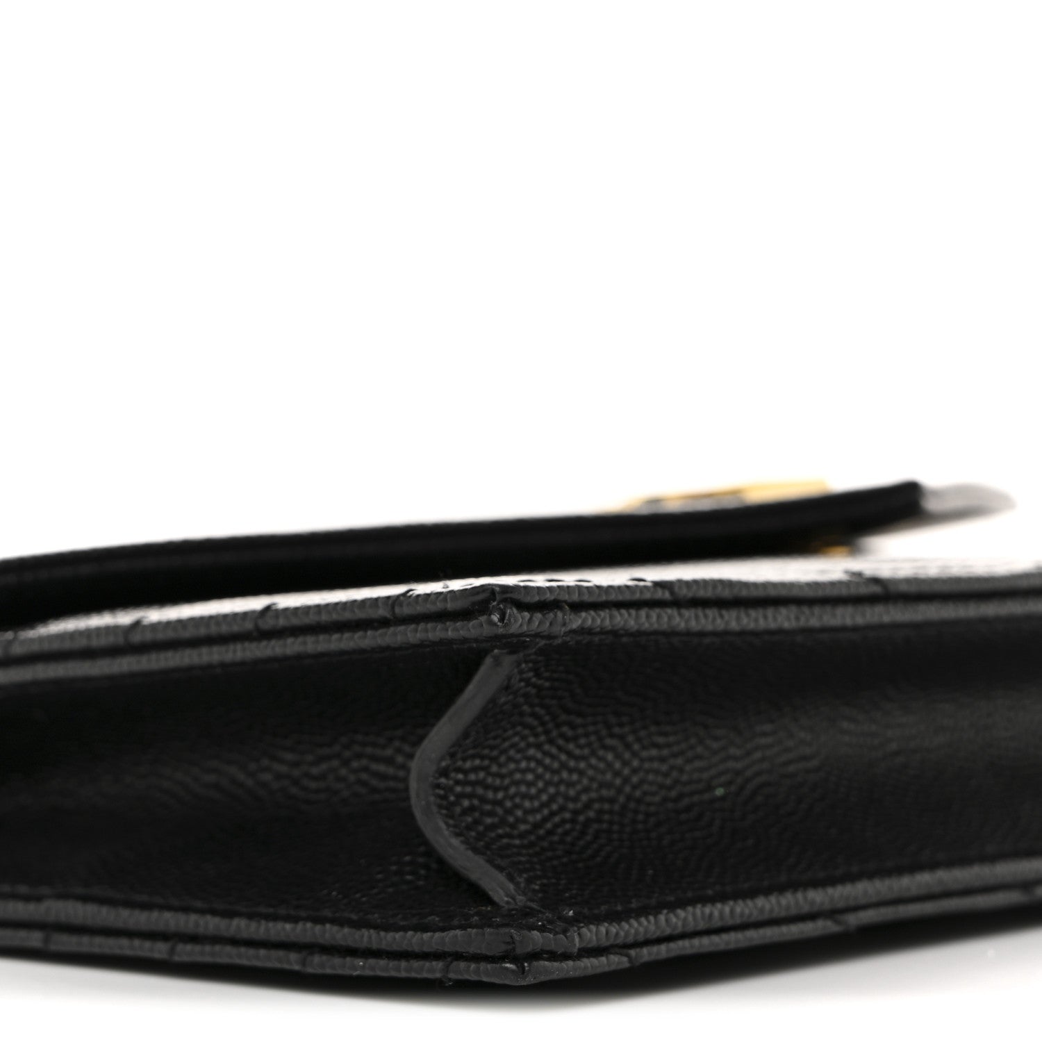Saint Laurent Grain De Poudre Matelasse Chevron Monogram Envelope Chain Wallet Black 10 of 12