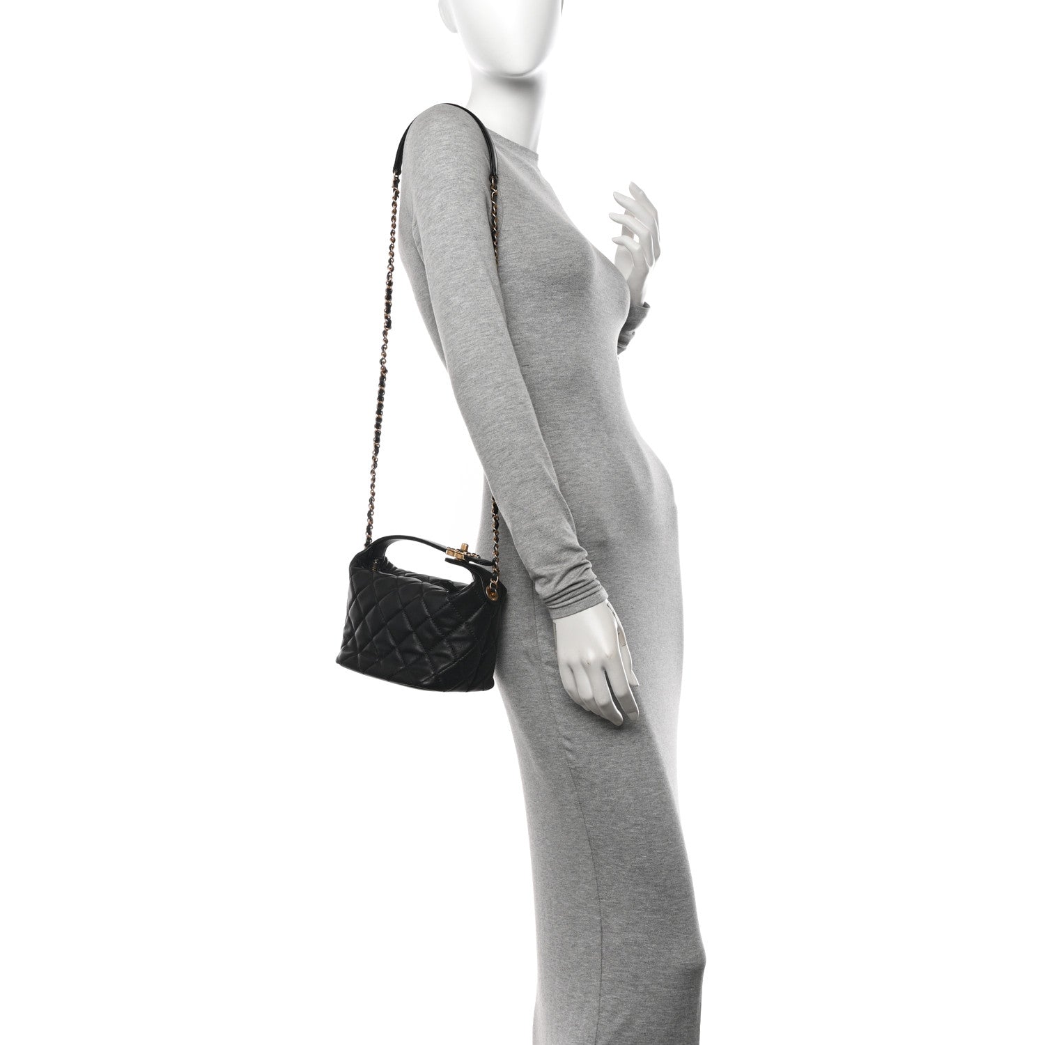 Chanel Lambskin Quilted Small Perfect Meeting Hobo Black 2 of 10