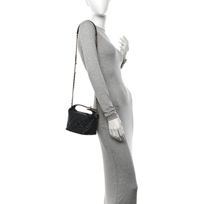 Chanel Lambskin Quilted Small Perfect Meeting Hobo Black 2 of 10