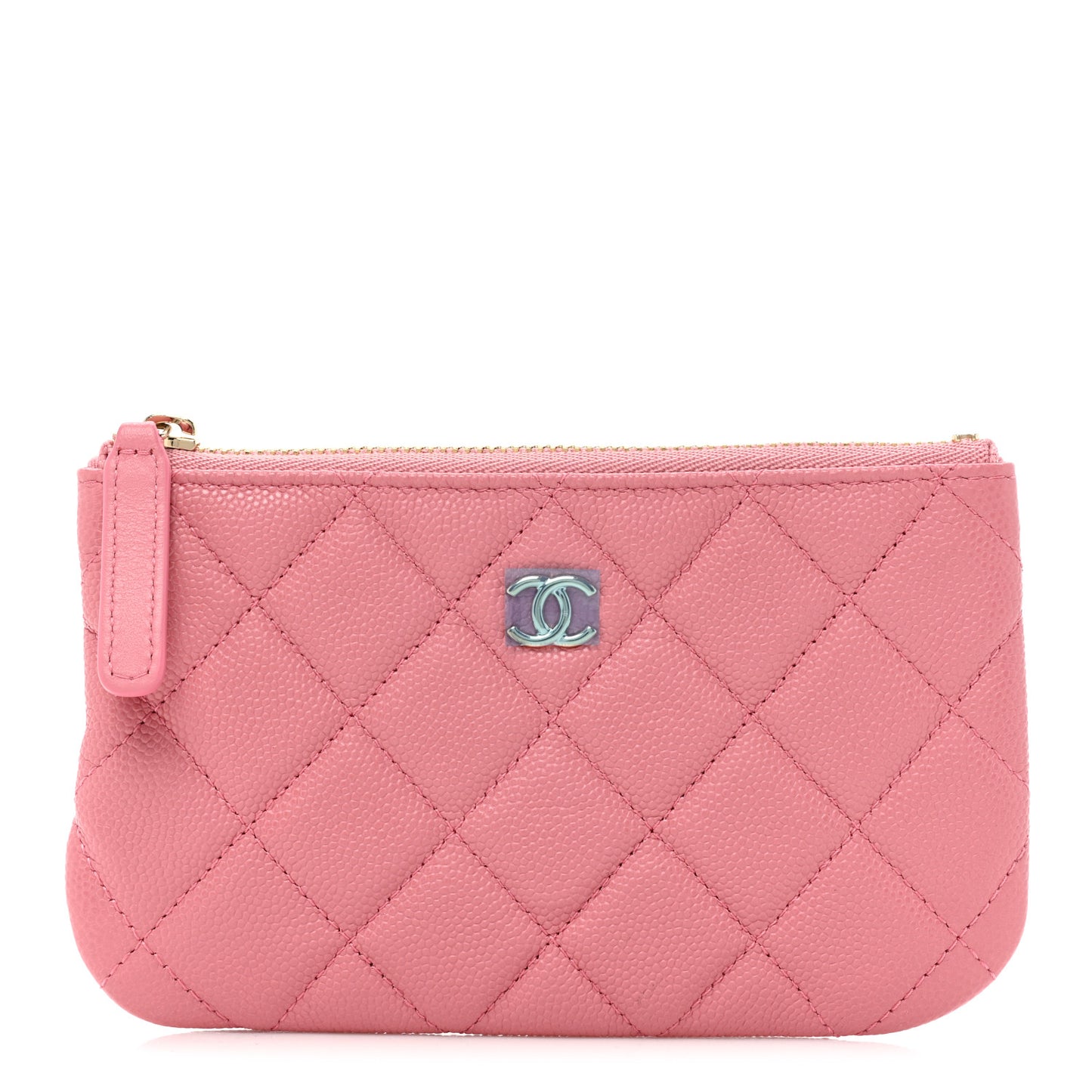 Caviar Quilted Small Cosmetic Case Pink