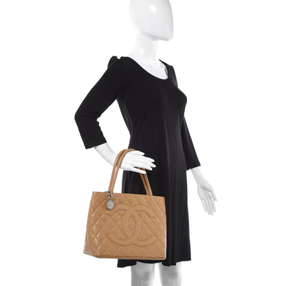 Chanel Caviar Quilted Medallion Tote Beige 2 of 17