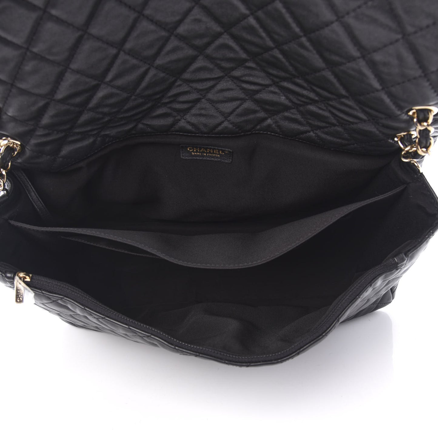 Calfskin Quilted XXL Travel Flap Bag Black