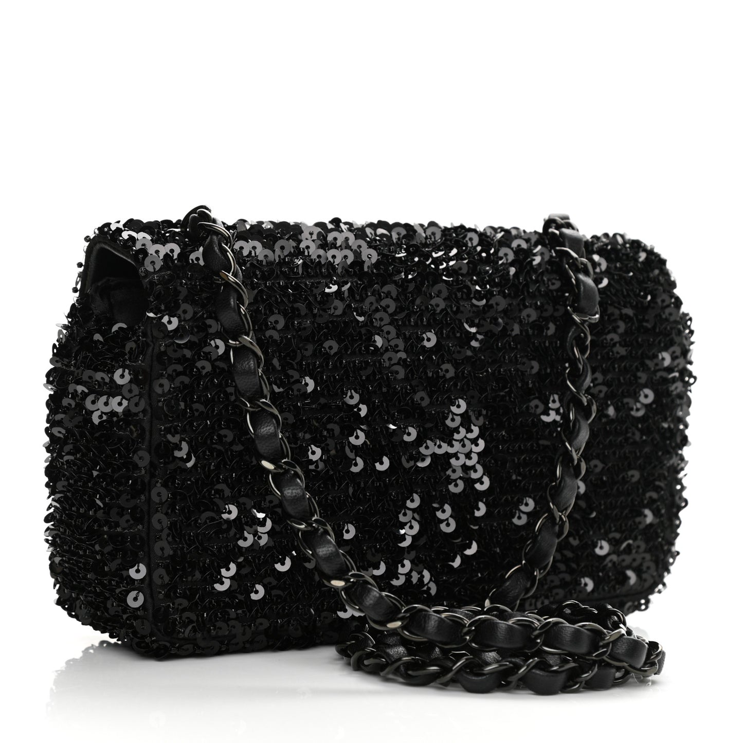 Sequin Mini Rectangular Flap Black