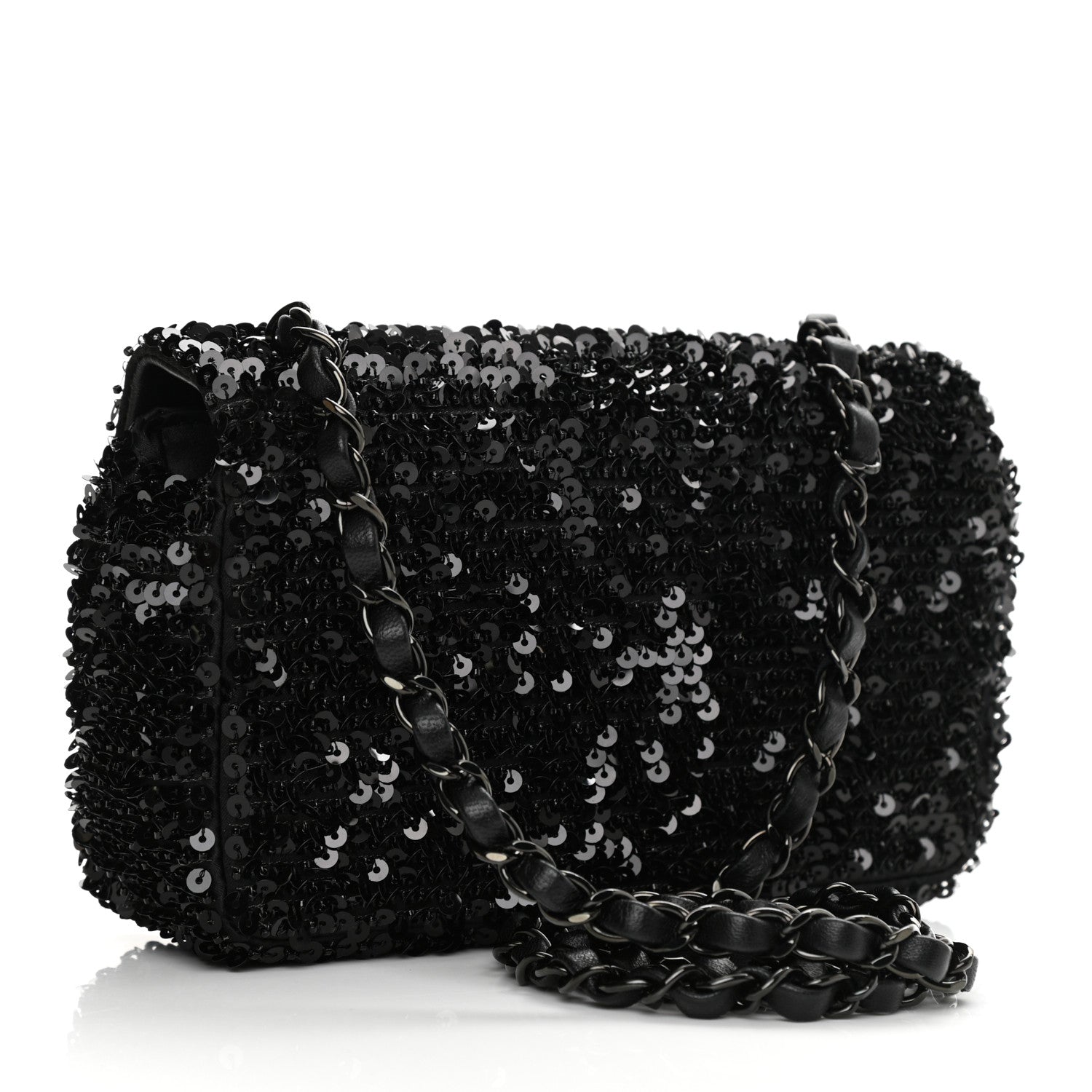 Chanel Sequin Mini Rectangular Flap Black 3 of 10