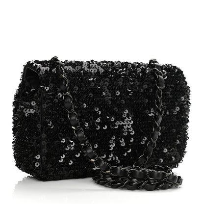 Chanel Sequin Mini Rectangular Flap Black 3 of 10