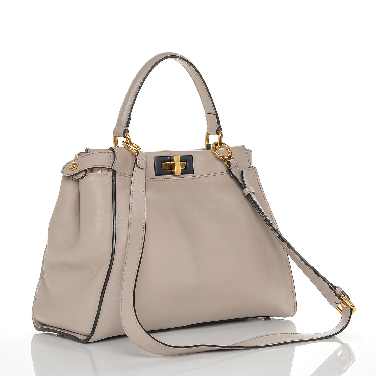 Vitello Seta Shiny Nappa Medium Peekaboo Iconic Satchel Grigio Polvere Magenta