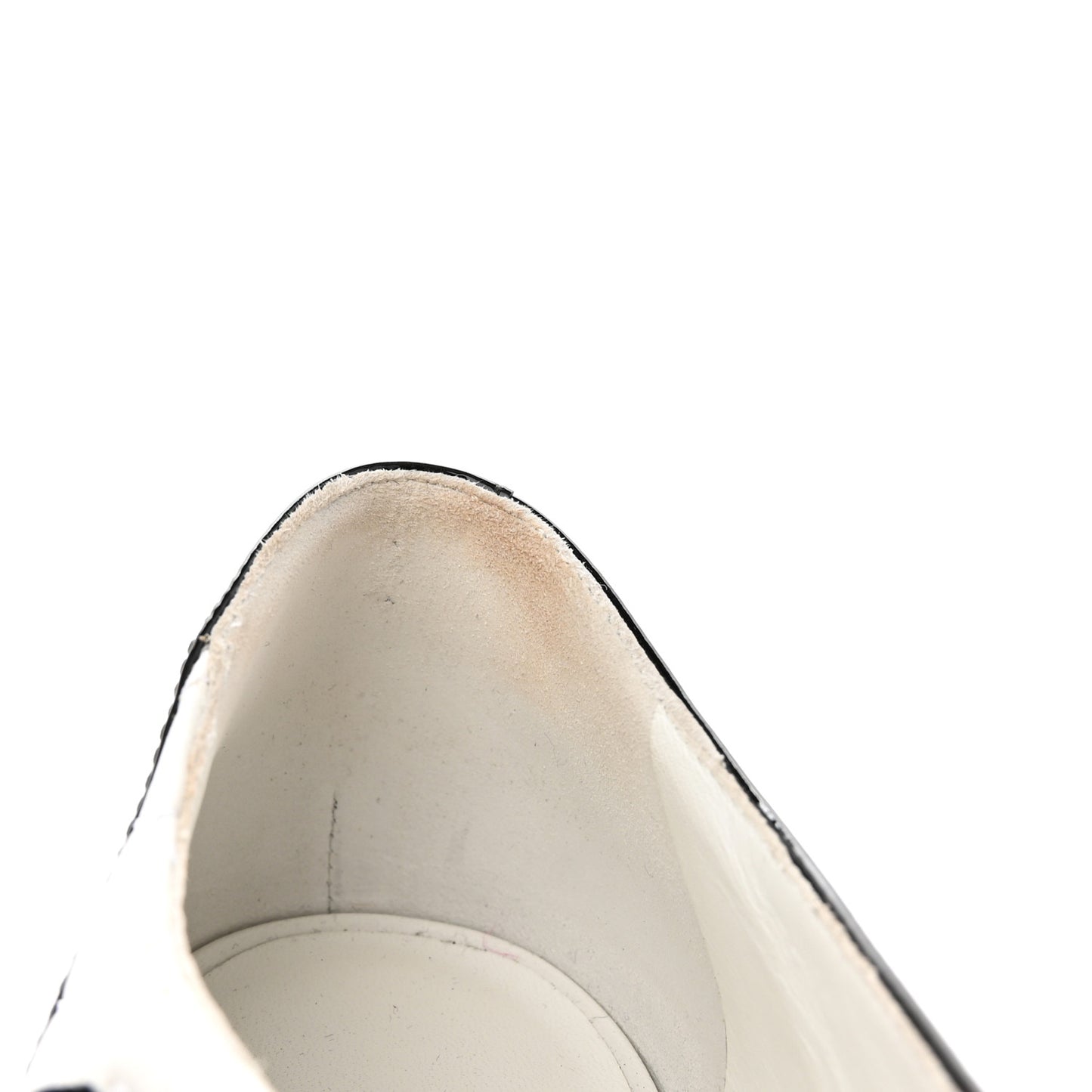 Patent Lambskin Quilted Cap Toe Ballerina Flats 41 Ivory Black
