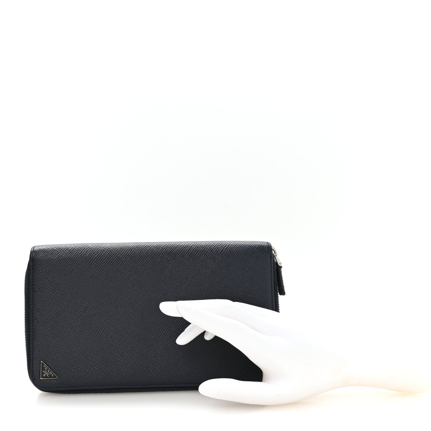 Saffiano Metal Zip Around Travel Wallet Navy