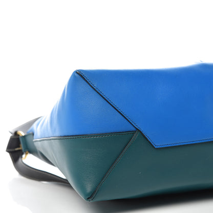 Celine Shiny Smooth Calfskin Zipped Twisted Cabas Bright Blue Peacock 5 of 9