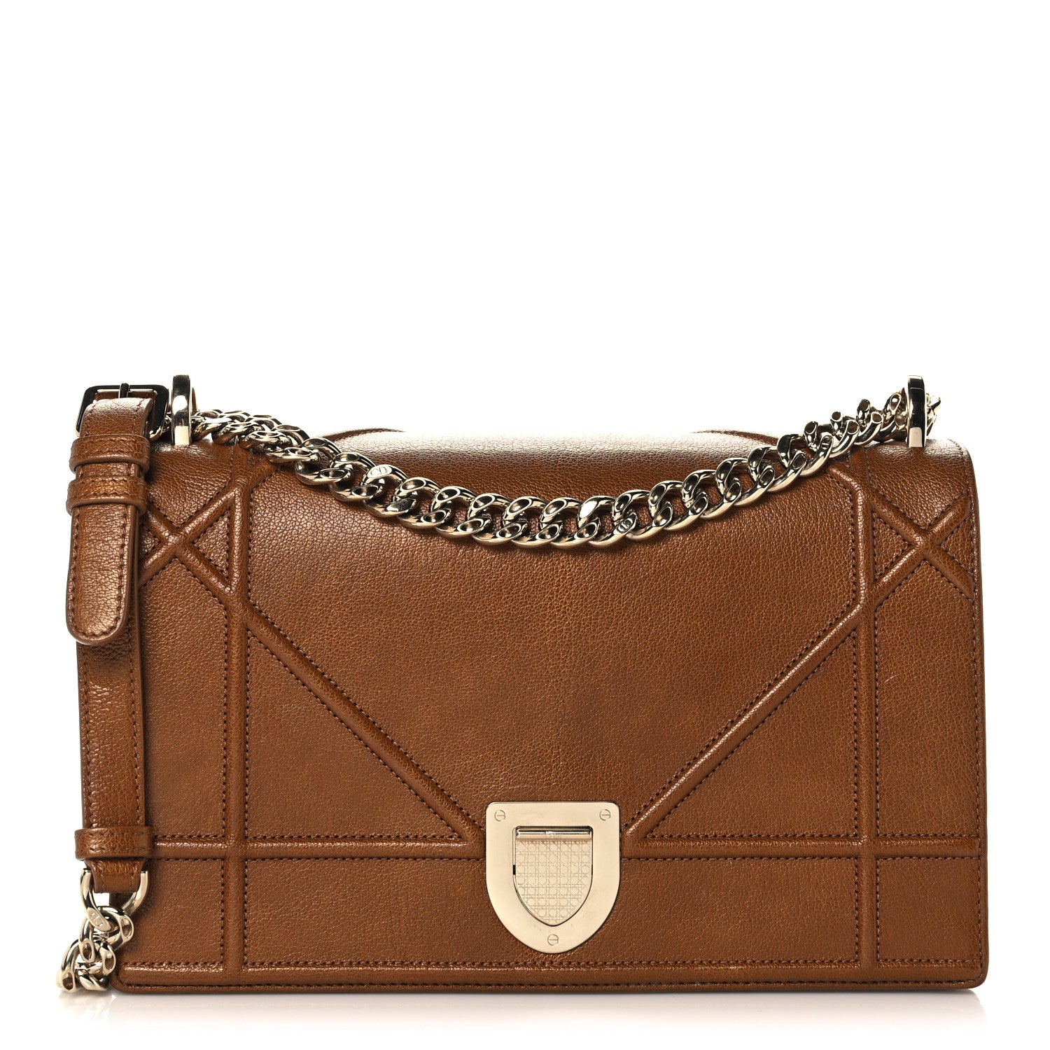 Christian Dior Grained Calfskin Medium Diorama Flap Bag Brown 1 of 9