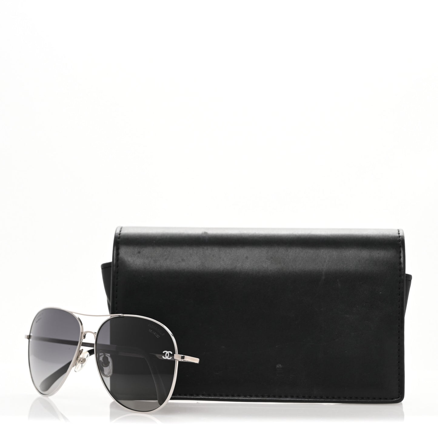 Metal Polarized CC Aviator Sunglasses 4189-T-Q Silver