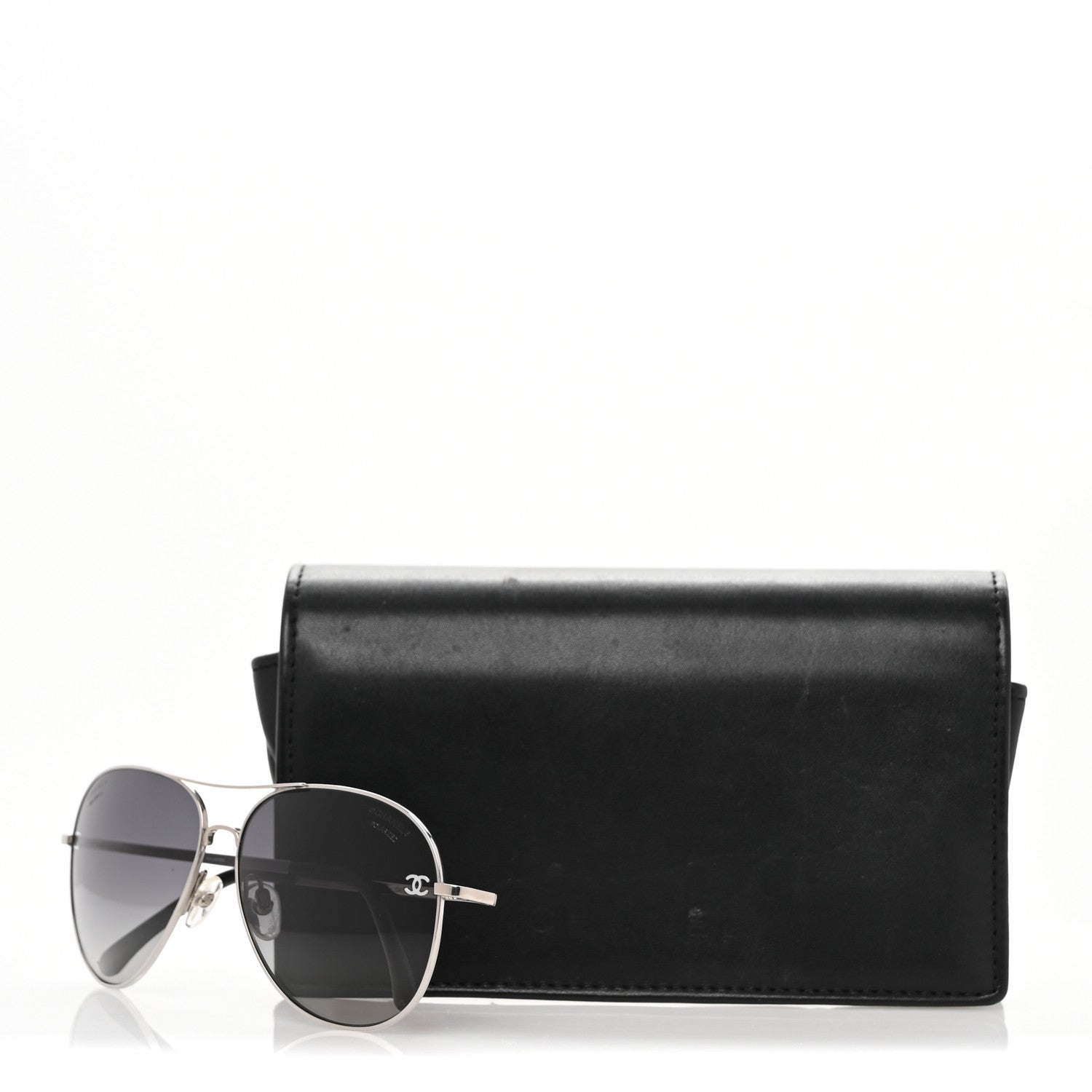 Chanel Metal Polarized CC Aviator Sunglasses 4189-T-Q Silver 9 of 9
