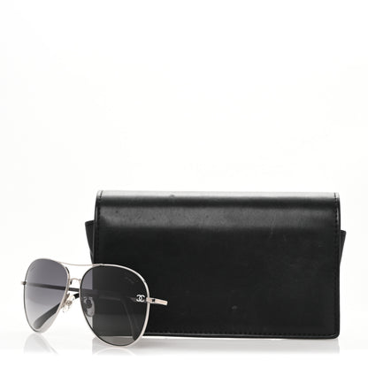 Chanel Metal Polarized CC Aviator Sunglasses 4189-T-Q Silver 9 of 9