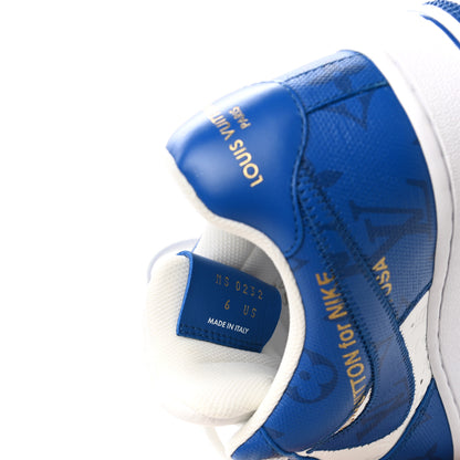 Louis Vuitton X NIKE AIR FORCE 1 Calfskin Monogram Mens Sneakers 6 Blue 10 of 11