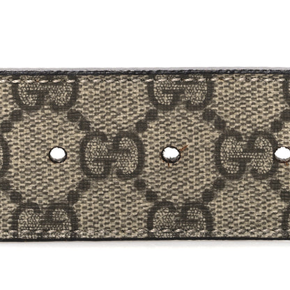 Gucci GG Supreme Monogram Calfskin Double G 80 32 Belt Beige Ebony New Acero 3 of 6