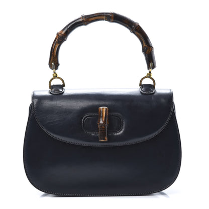 Gucci Calfskin Bamboo Top Handle Bag Navy 1 of 16