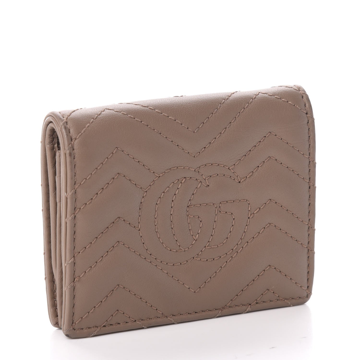 Gucci Calfskin Matelasse GG Marmont Card Case Porcelain Rose 3 of 10