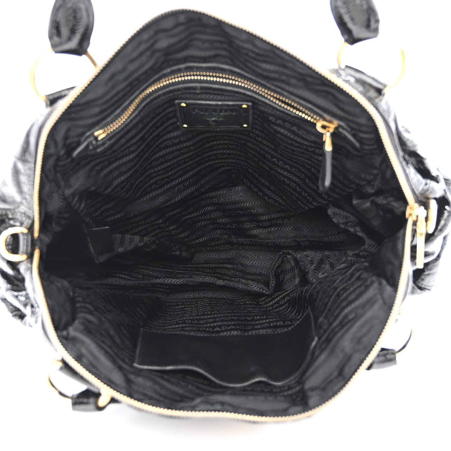 Prada Vernice Stripes Shoulder Bag Black 5 of 12