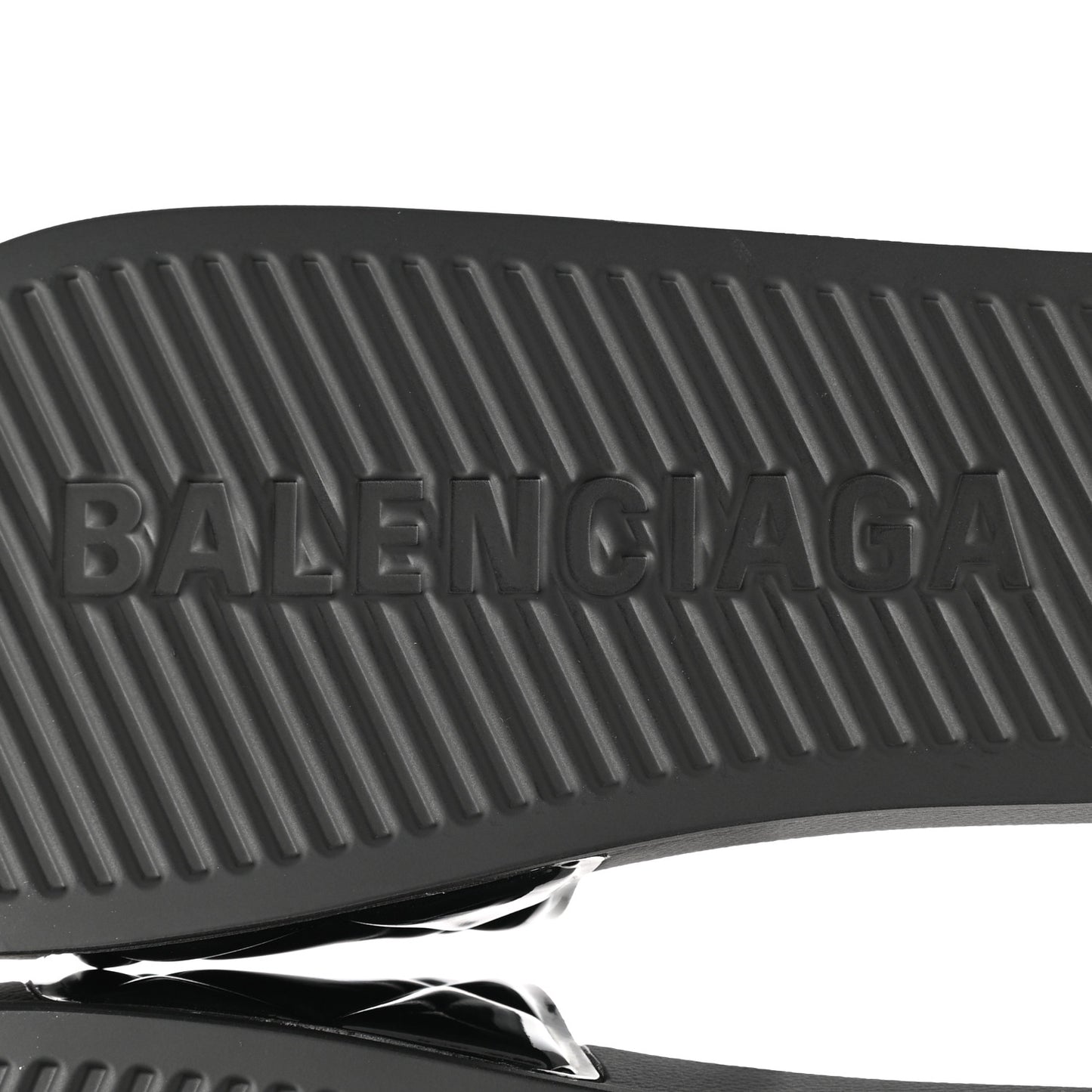 Patent Rubber Logo Womens Pool Slide Sandals 39 Black White