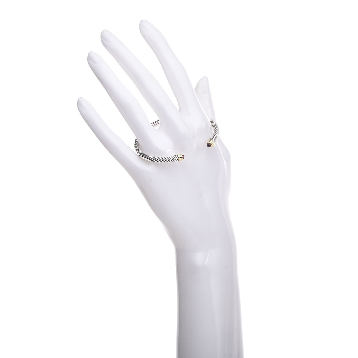 Sterling Silver 14K Yellow Gold Garnet 4mm Kids Cable Bracelet