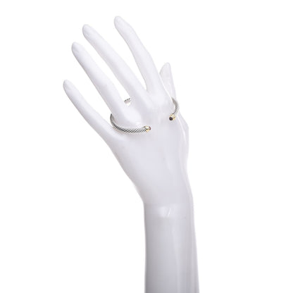 David Yurman Sterling Silver 14K Yellow Gold Garnet 4mm Kids Cable Bracelet 2 of 5